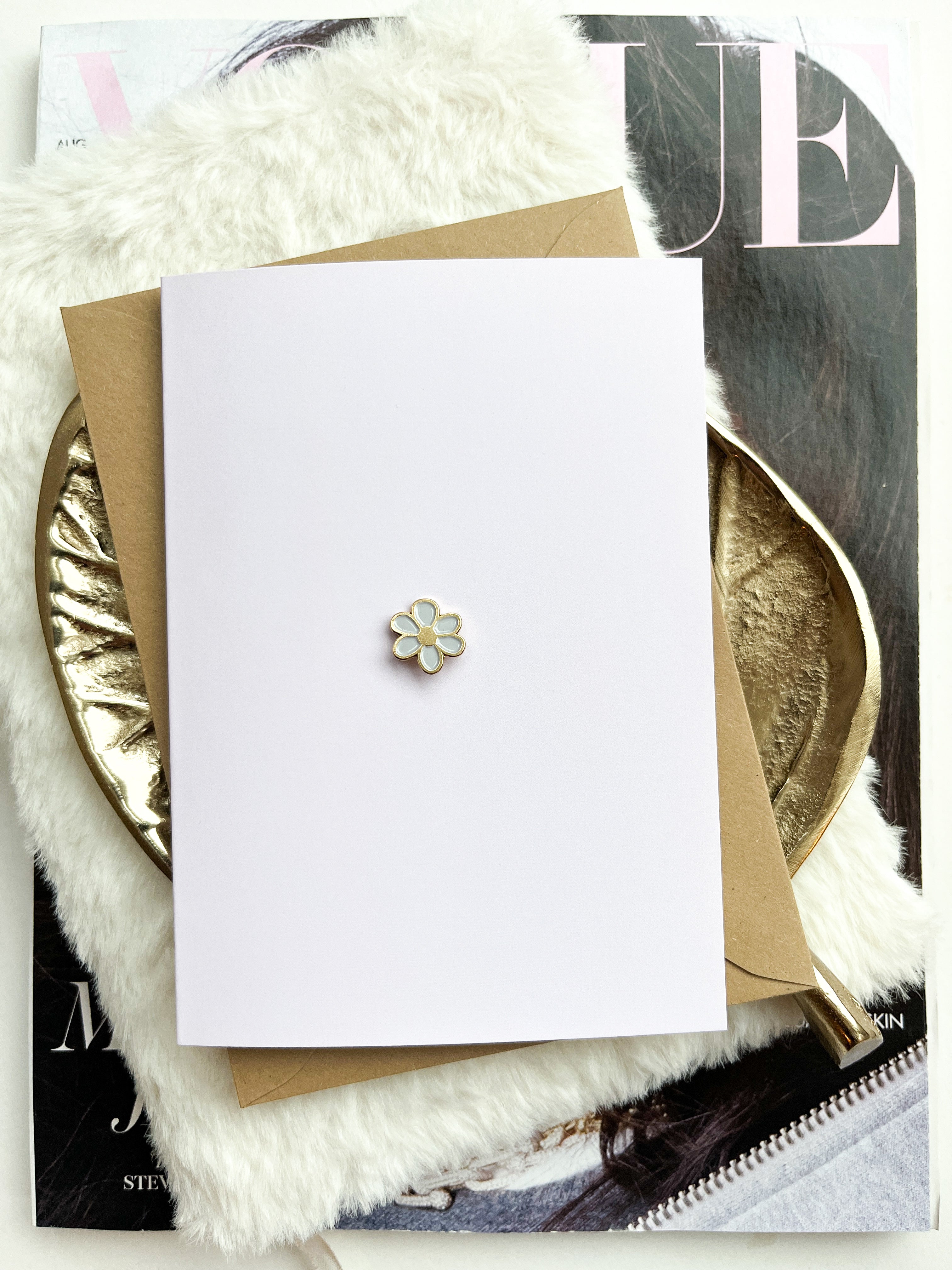 Dubbele kaart | Een bloemetje voor jou | met Daisy Pin & Envelop per 6 stuks