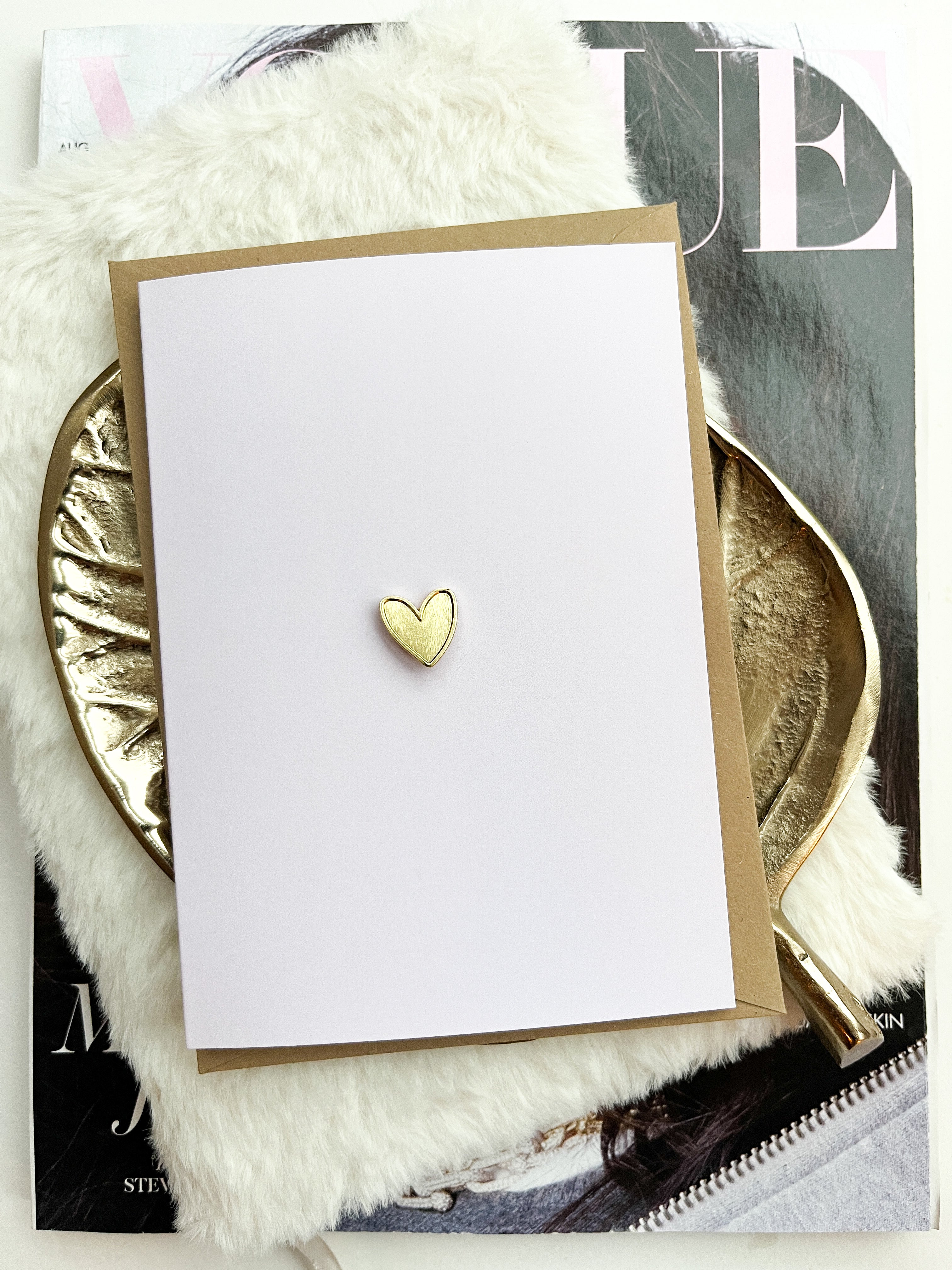Dubbele kaart | Wij denken aan jullie | met Hartjes Pin & Envelop per 6 stuks