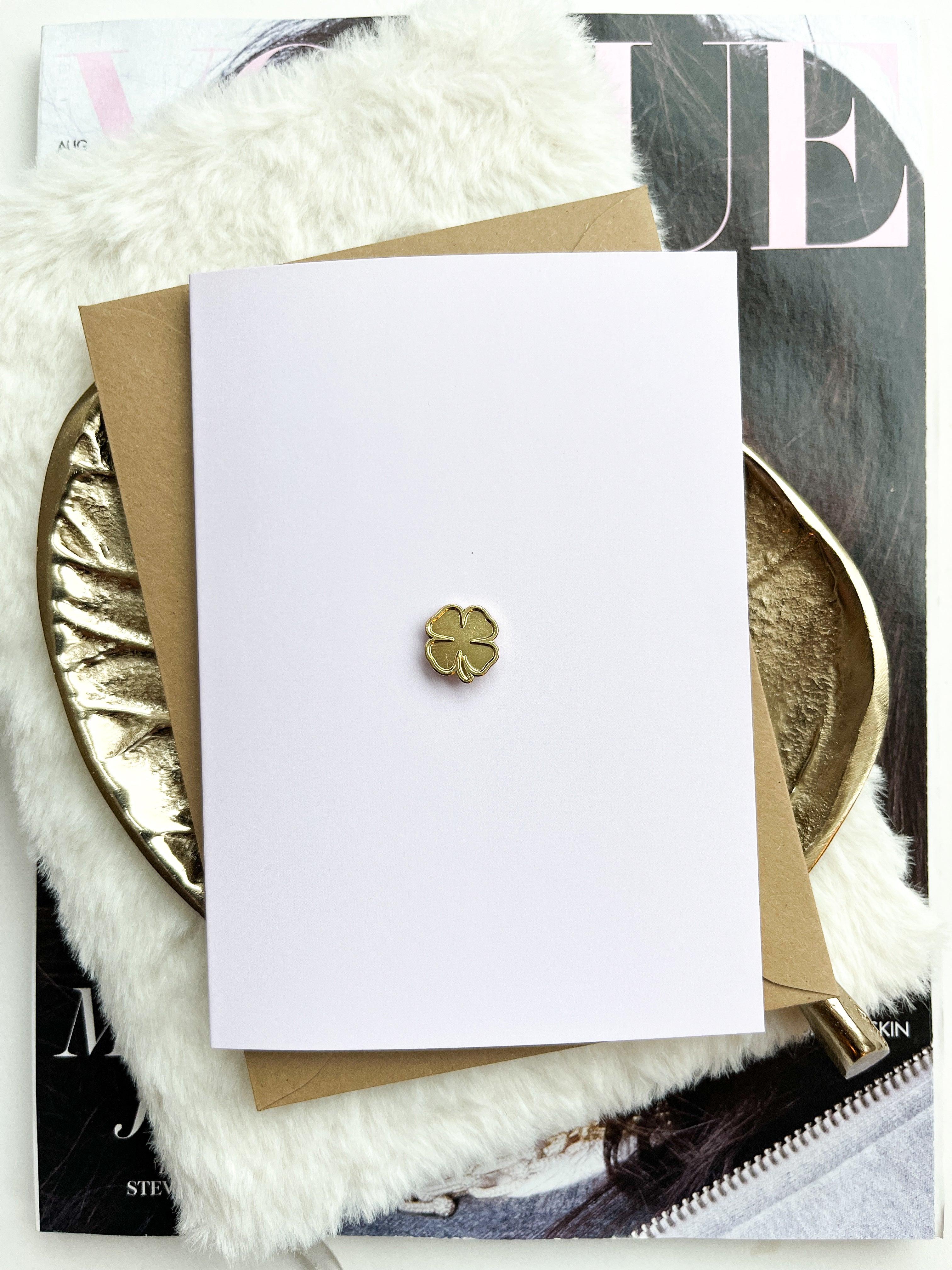 Dubbele kaart | Heel veel succes! met Klavertje 4 Pin & Envelop per 6 stuks