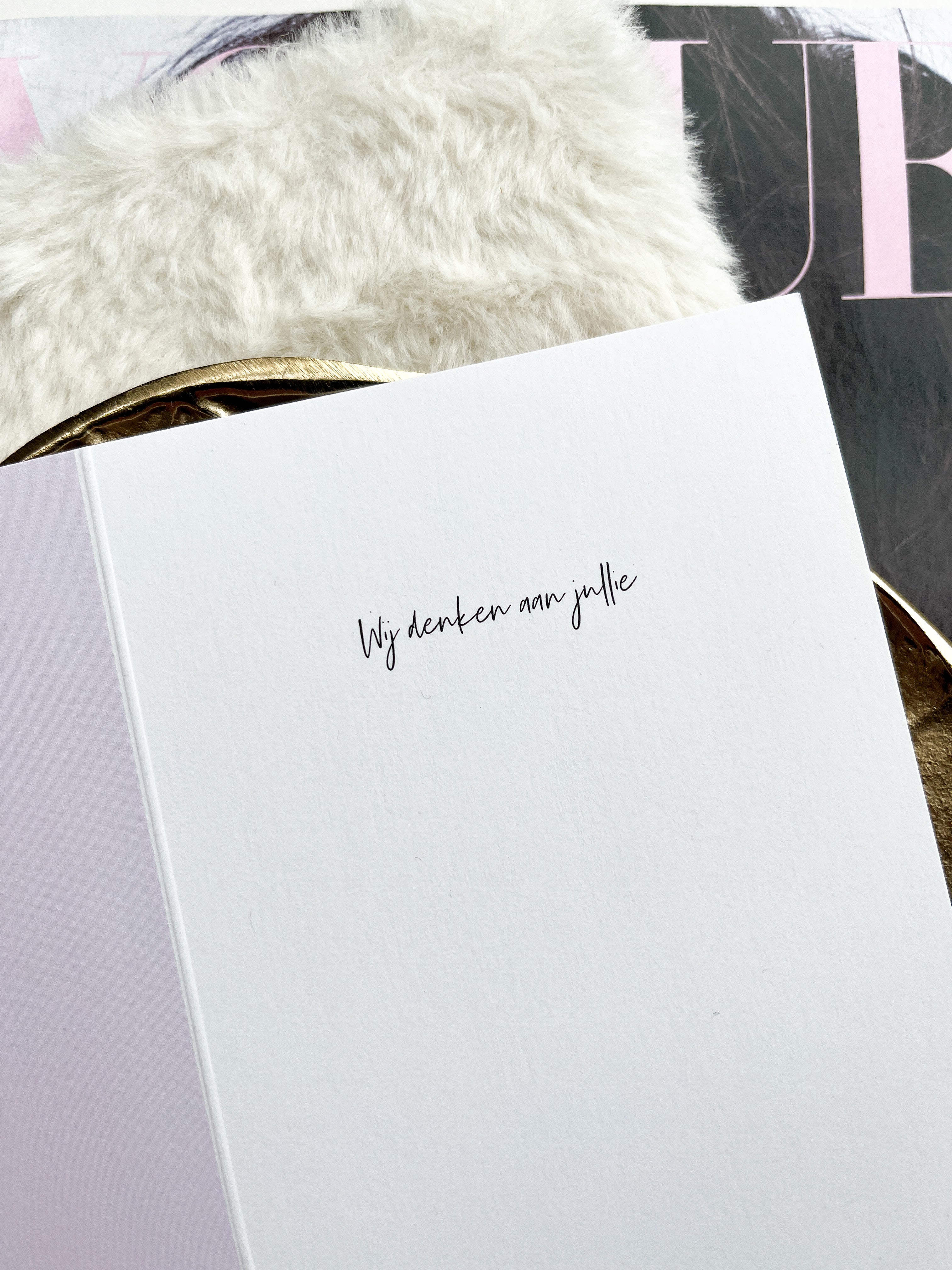 Dubbele kaart | Wij denken aan jullie | met Vlindertje Pin & Envelop per 6 stuks