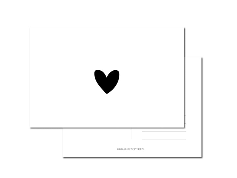 Kaart | Black & White | Heart per 6 stuks