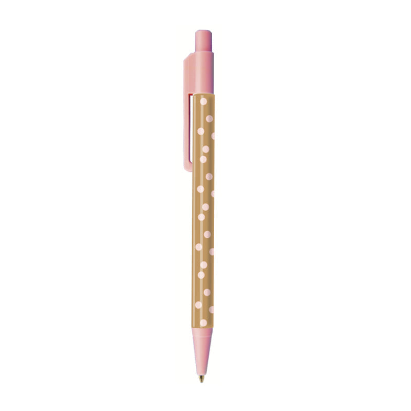 Pen | Pink & Some cute dots per 6 stuks