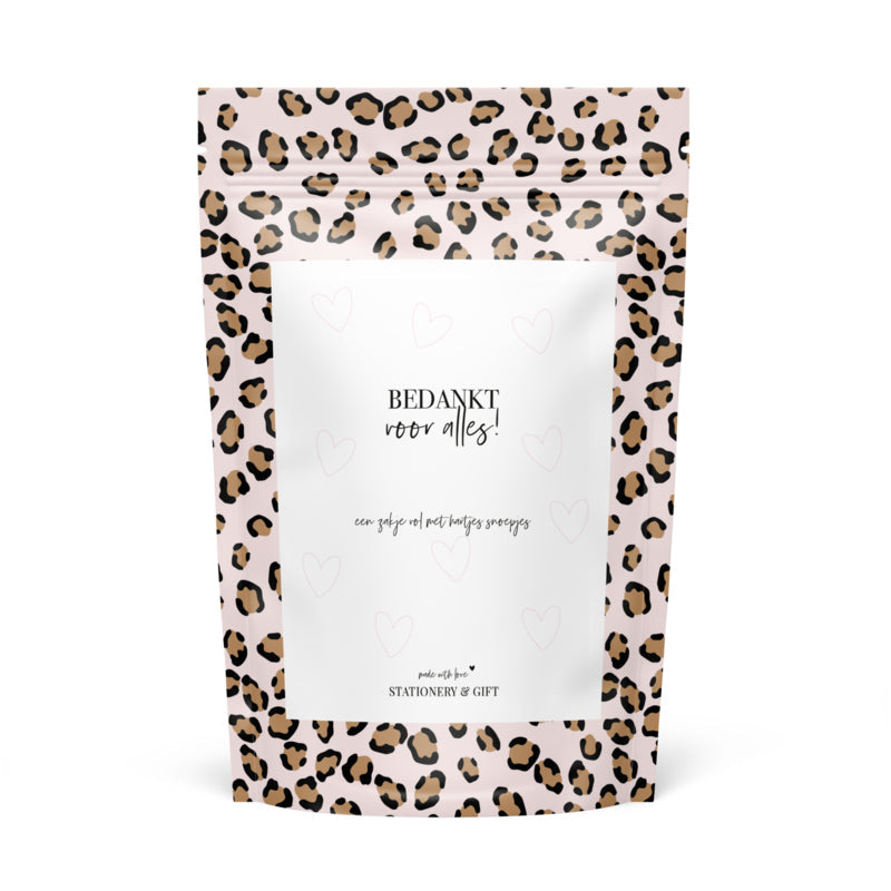 Snoepzak | Bedankt voor alles! | Pink Leopard per 6 stuks