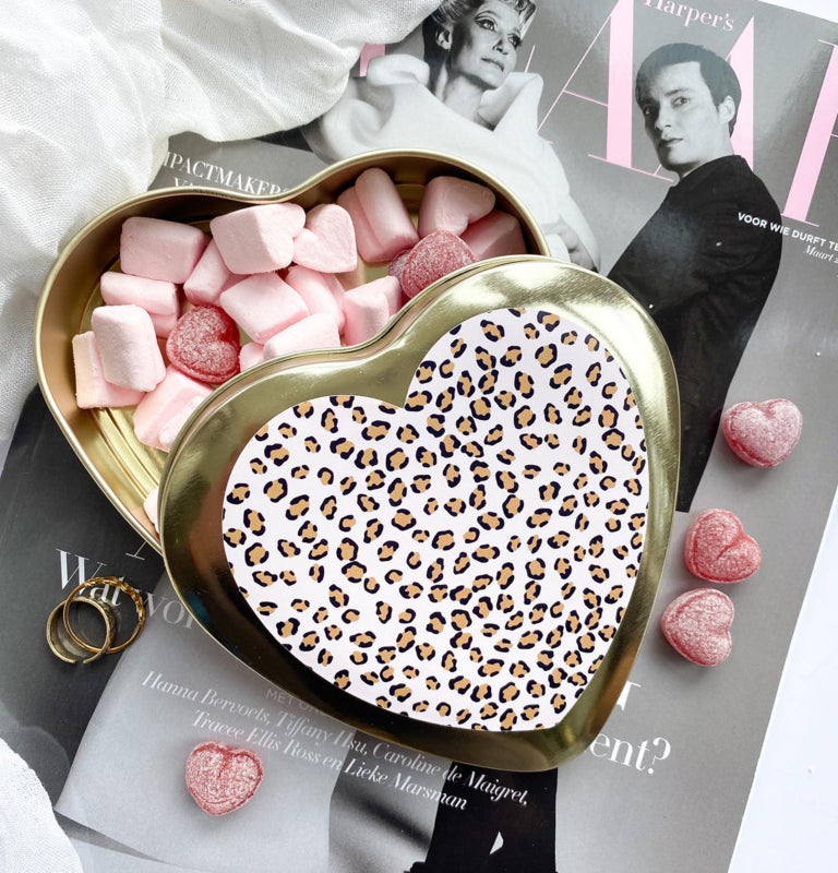 Gouden Hart | Sugarhearts for you! | Pink Leopard per 6 stuks
