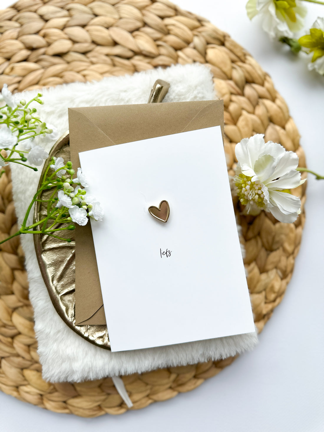 Duplikatkarte | Viel Liebe mit Schmetterlingsnadel und Umschlag pro 6 Stück