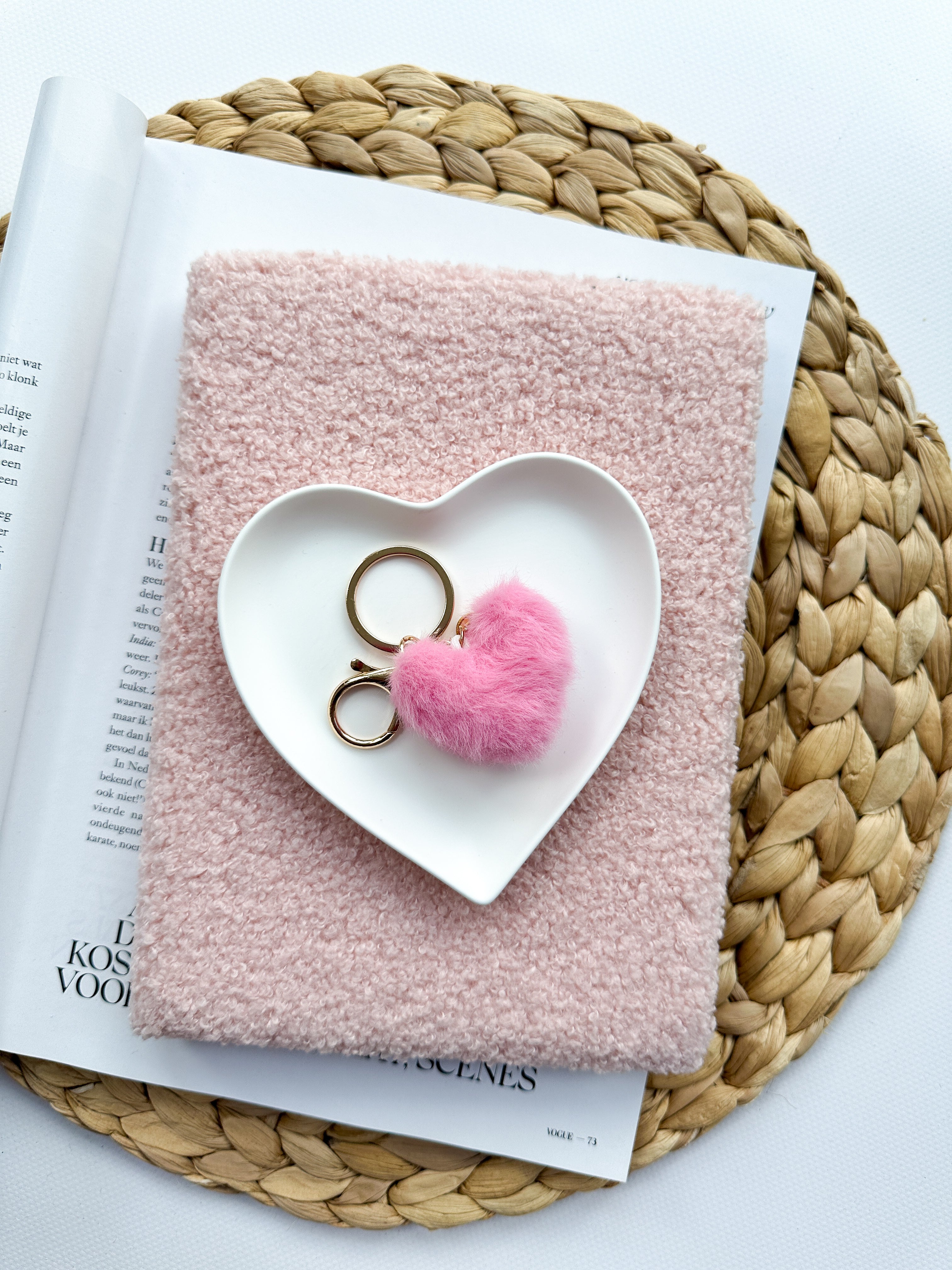 Keyring | Fluffy Heart | Candy Pink | per 6 pieces