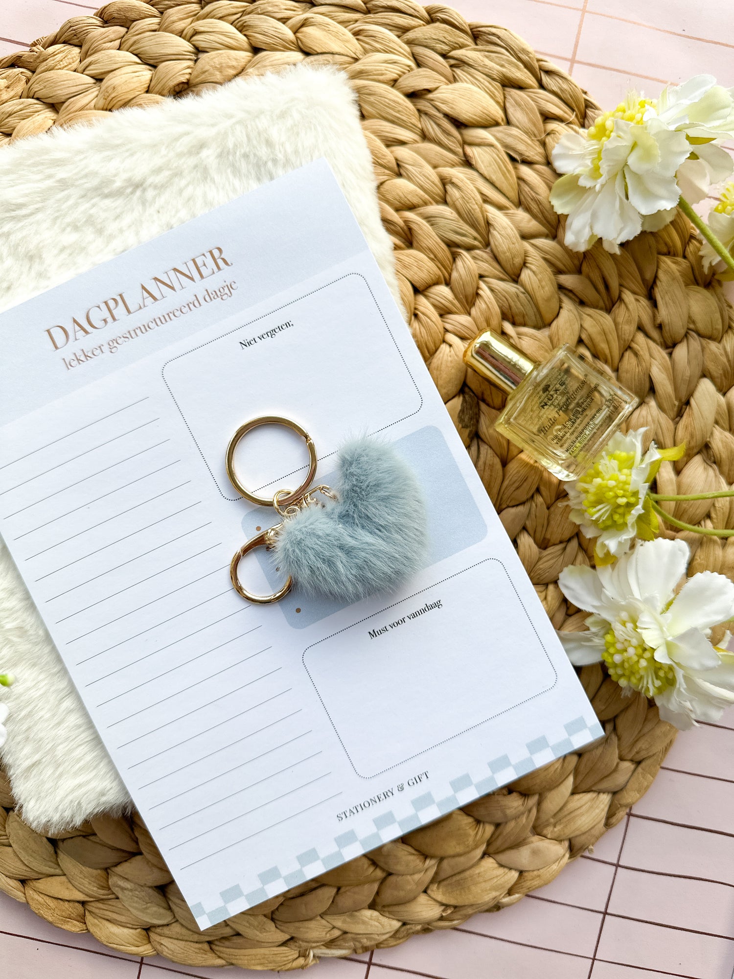 Sleutelhanger | Fluffy Hartje | Blauw | per 6 stuks