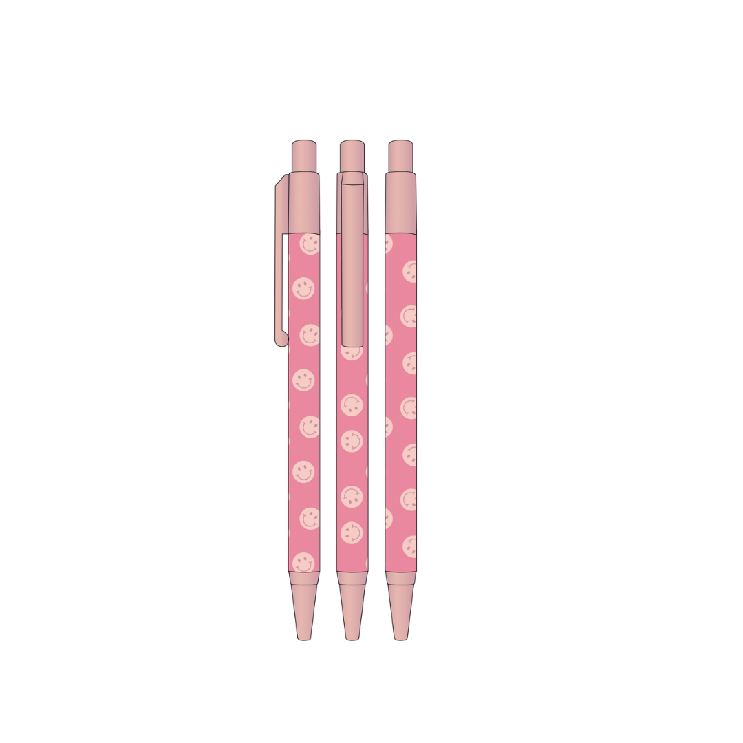 Pen |  Pink Smiley per 6 stuks