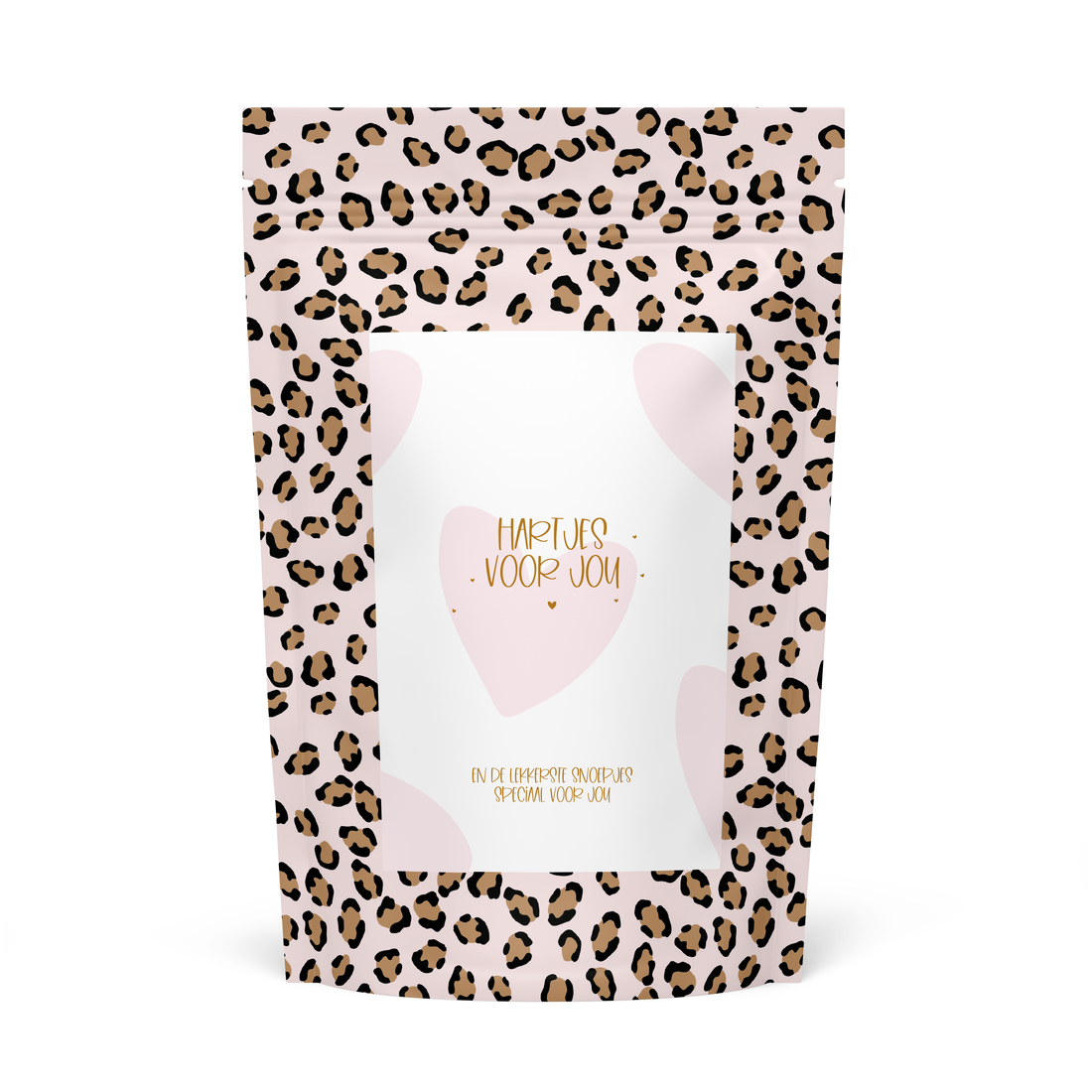 Snoepzak | Hartjes voor jou! | Pink Leopard per 6 stuks