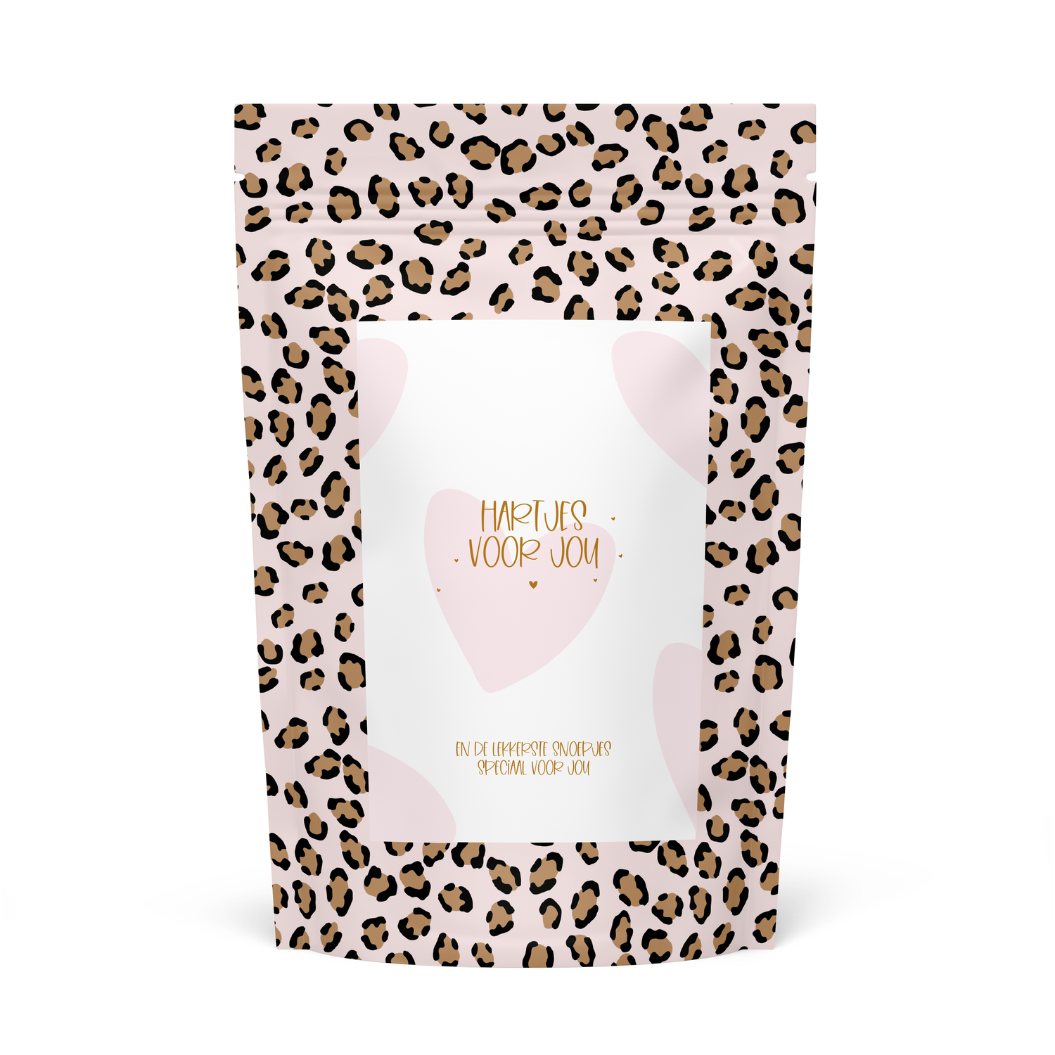 Snoepzak | Hartjes voor jou! | Pink Leopard per 6 stuks