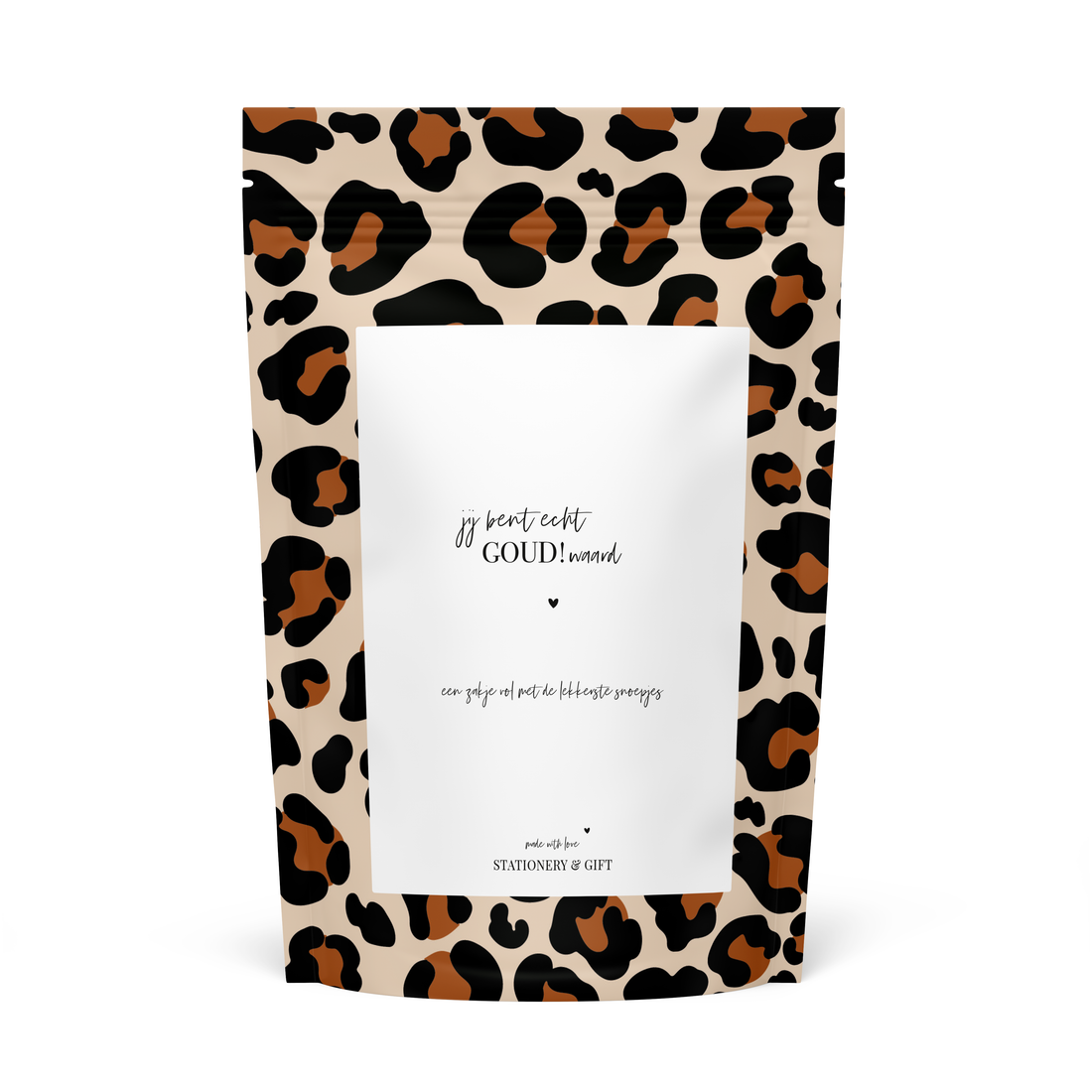 Snoepzak Leopard | Je bent goud waard! | per 6 stuks