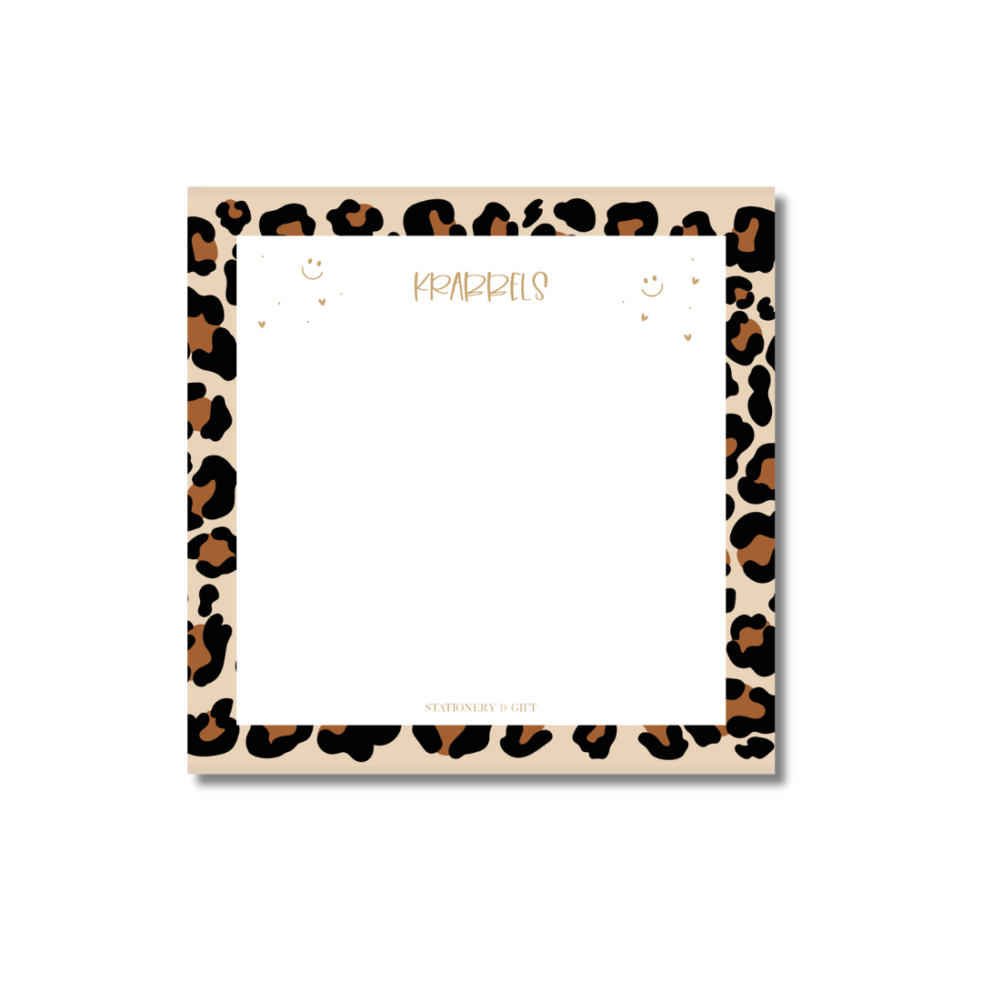 Notitieblok vierkant | Krabbels Leopard | per 6 stuks