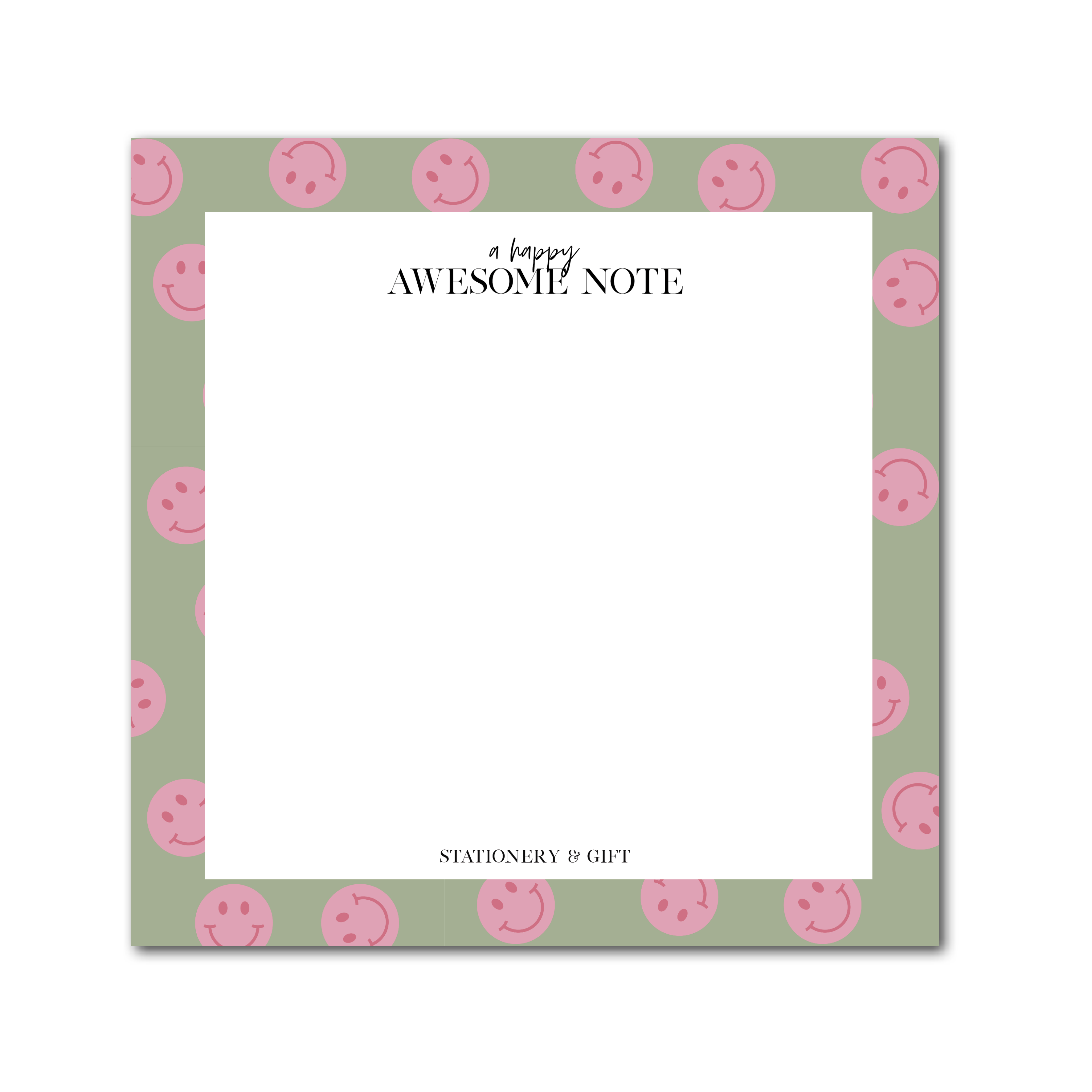 Notizblock | Salbeigrüne und rosa Smiley-Notizen pro 6 Stück