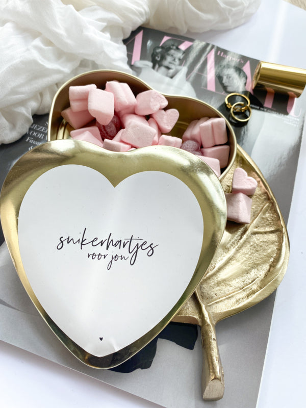 Gold Heart | Sugar hearts for you! | White per 3 pieces