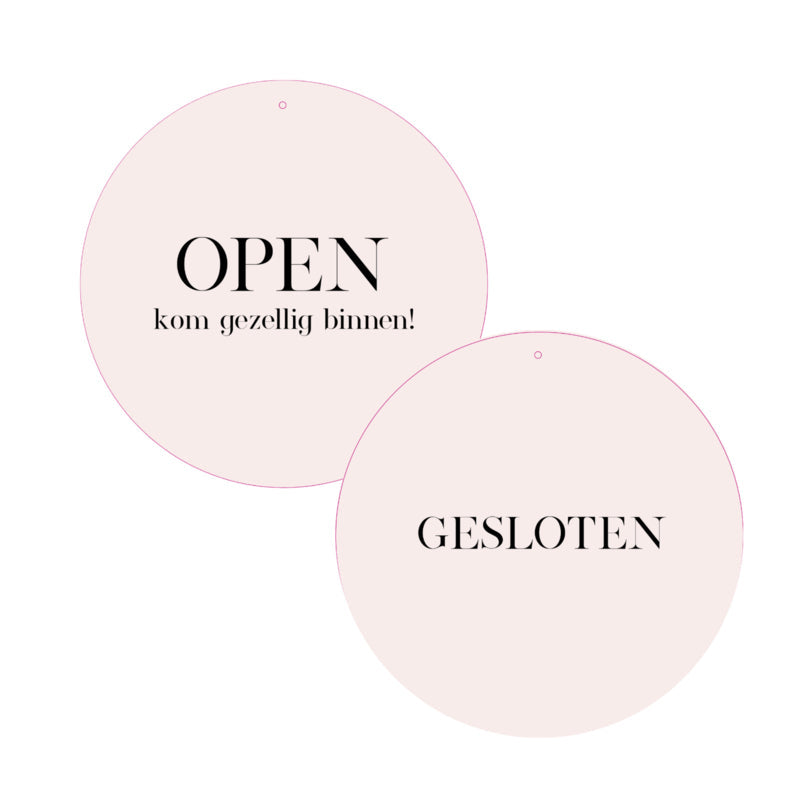 Open-Gesloten Bordje  voor je winkel of bedrijf | Roze