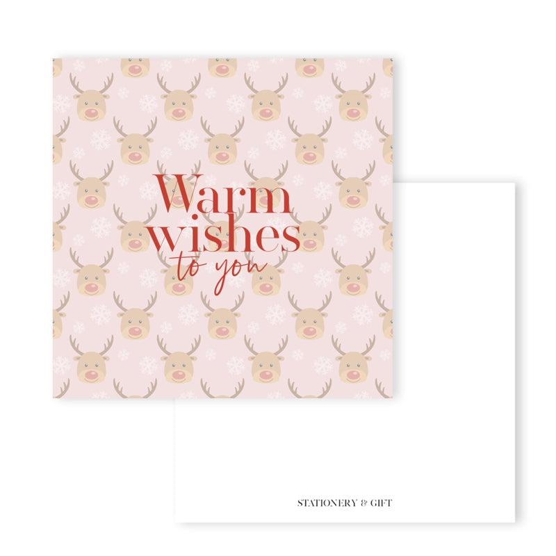 Warm Wishes to you | Vierkante kaart ( 15 x 15 cm ) met Envelop per 6 stuks