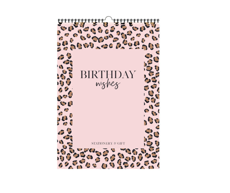 Birthday Calendar | Birthday Wishes | Pink Leopard per 6 pieces