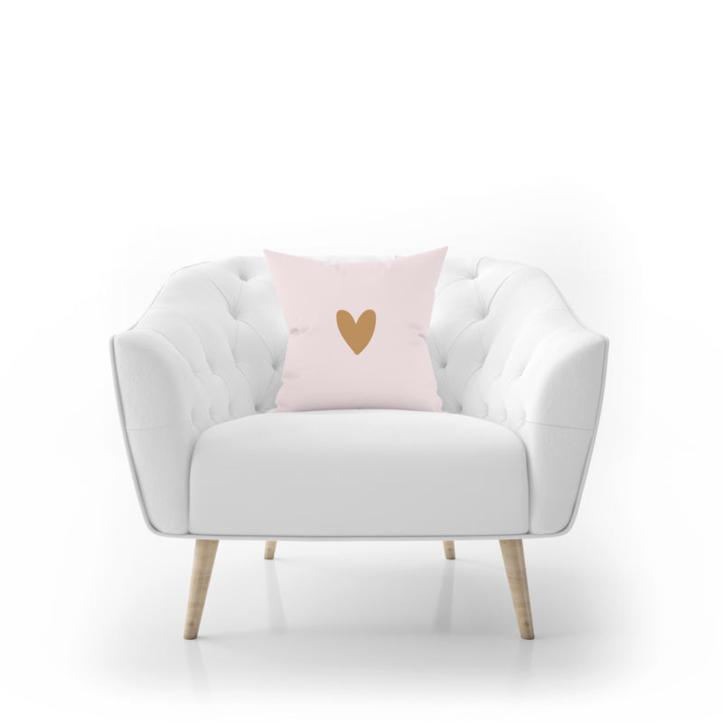Kussen | Pink &amp; Golden HEART 50 x 50 cm
