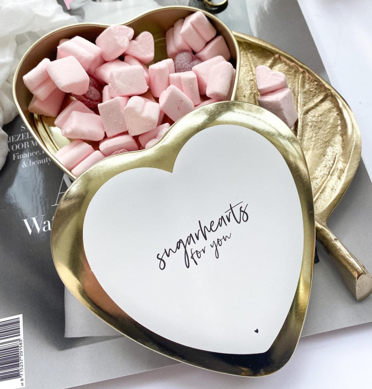 Gold Heart | Sugar hearts for you! | White per 3 pieces