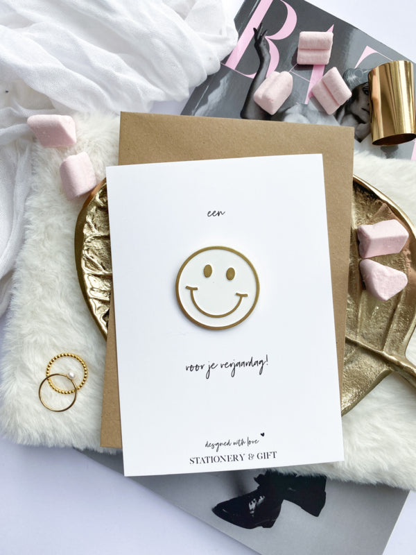 PIN | Een SMILE voor je verjaardag! | Wit ( met envelop! ) per 6 stuks