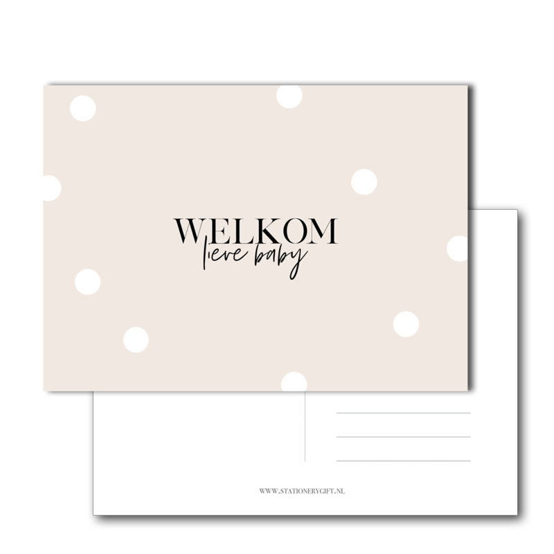 Kaart | Welkom lieve baby Beige per 6 stuks