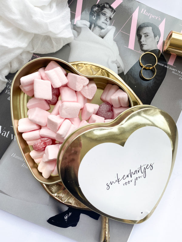 Gold Heart | Sugar hearts for you! | White per 3 pieces