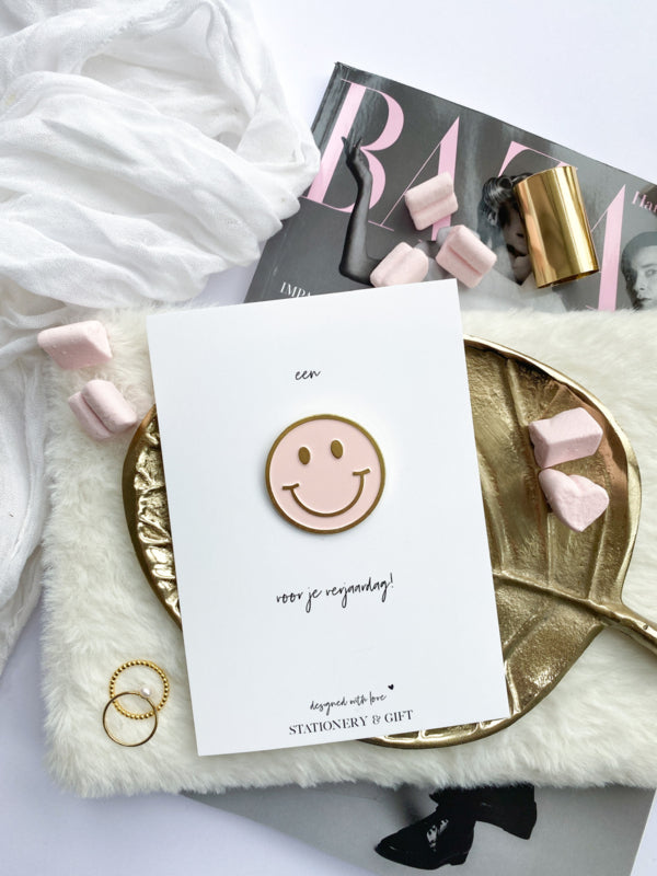 PIN | Een SMILE voor je verjaardag! | Roze ( met envelop! ) per 6 stuks