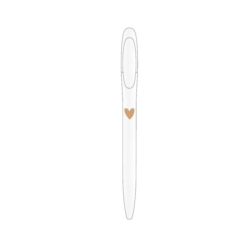 Pen | White &amp;amp; a Golden Heart per 6 pieces