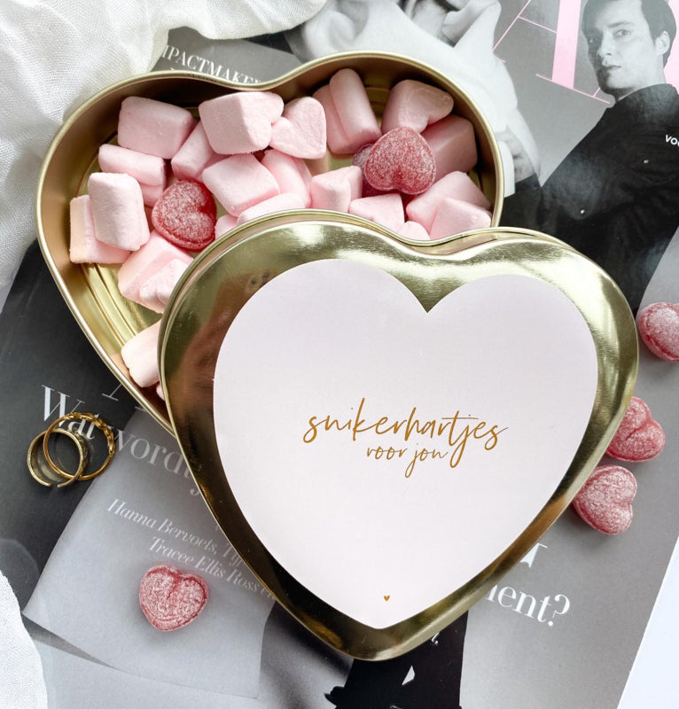 Gold Heart | Sugar hearts for you! | Pink per 3 pieces