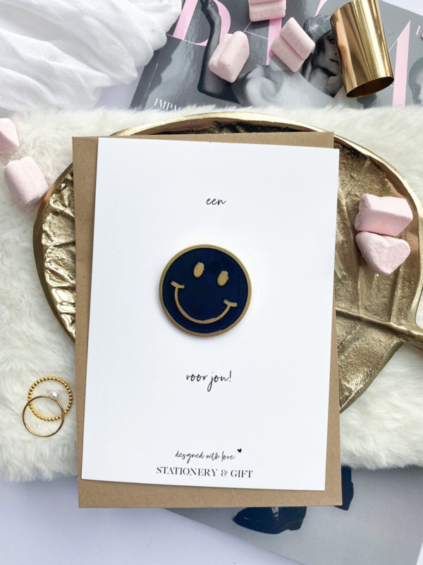 Pin | A happy face for you! | Black (with envelope!) per 6 pieces