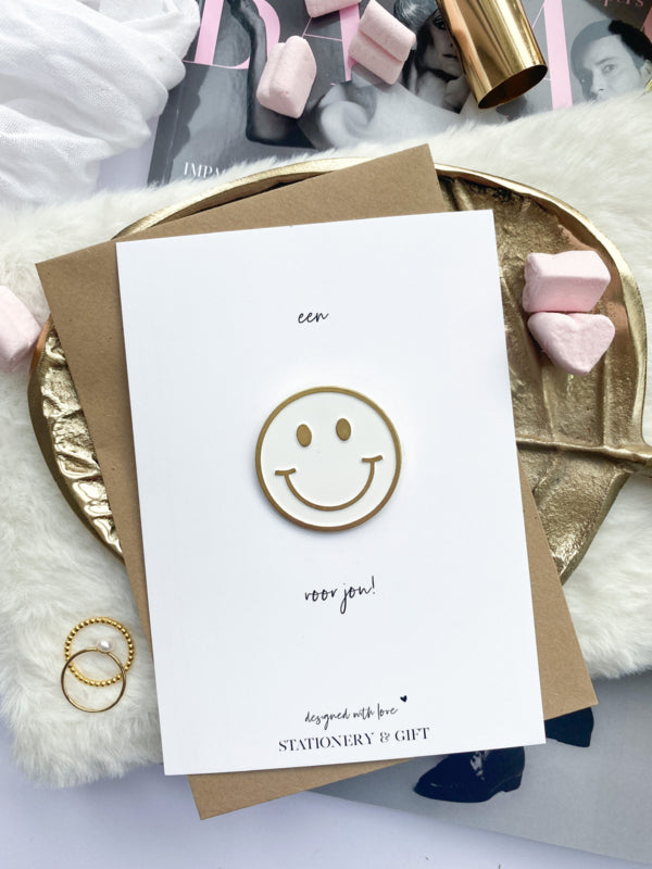 PIN | Een Happy face voor jou! | Wit ( met envelop! ) per 6 stuks