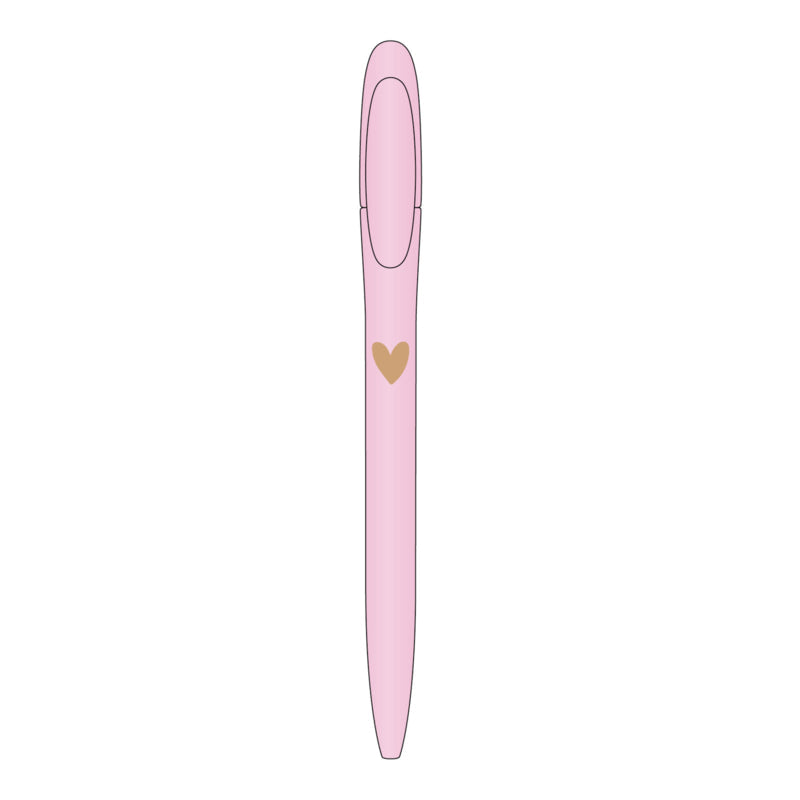 Pen | Roze &amp; een Gouden hart per 6 stuks