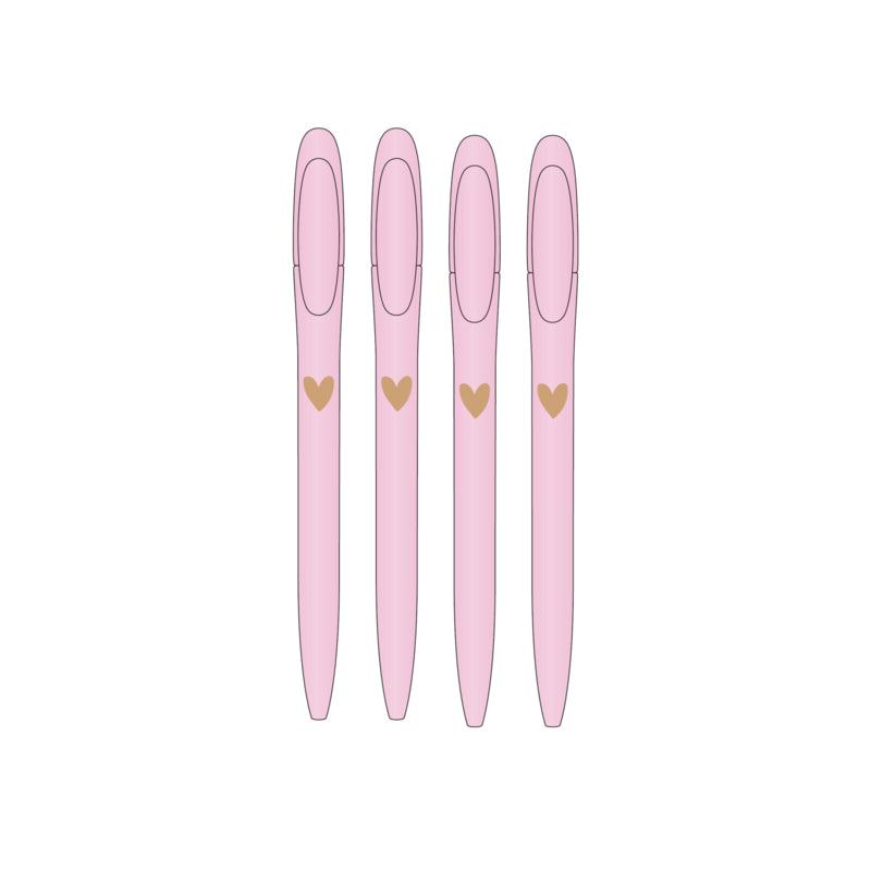 Stift | Goldenes Herz SET Pink mit 4 Stiften pro 3 Stück