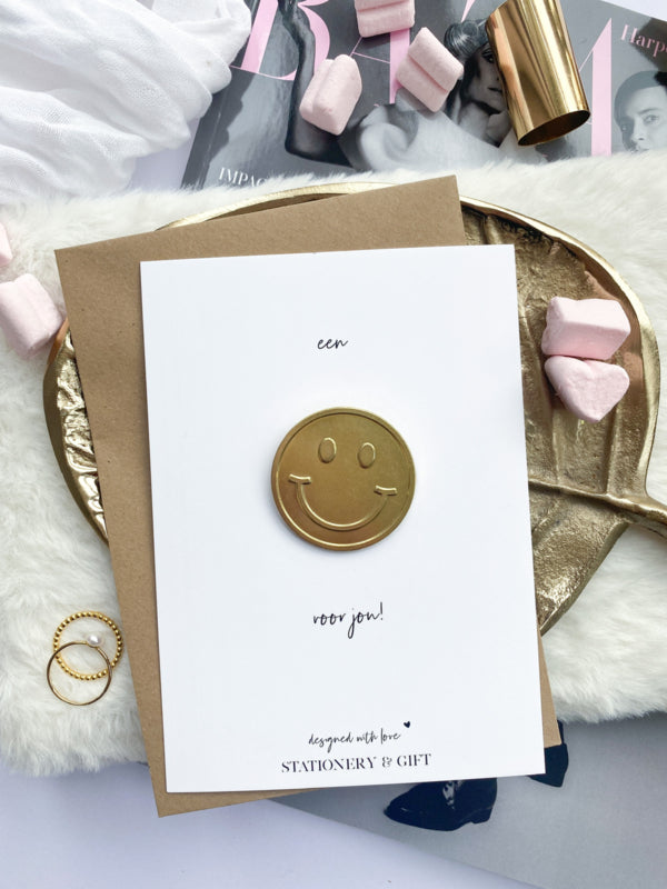 PIN | Een Happy Face voor jou! | Goud ( met envelop! ) per 6 stuks