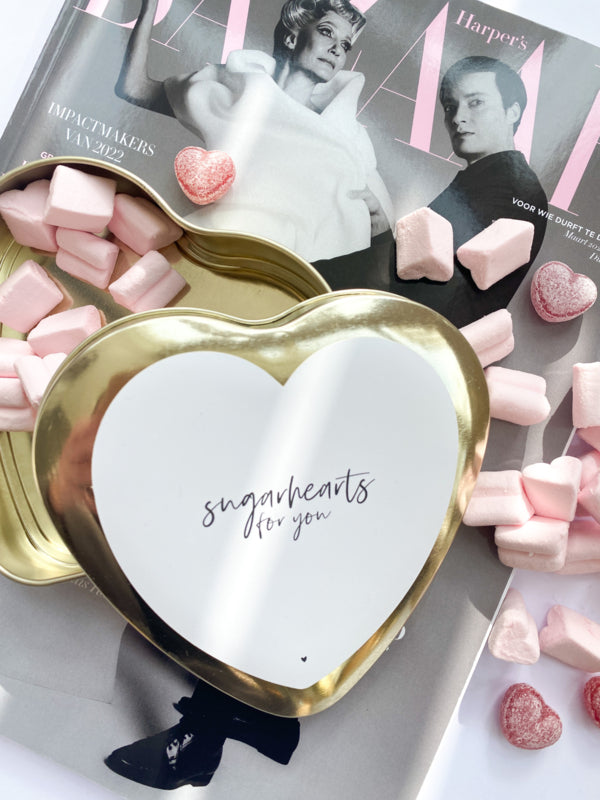 Gold Heart | Sugar hearts for you! | White per 3 pieces