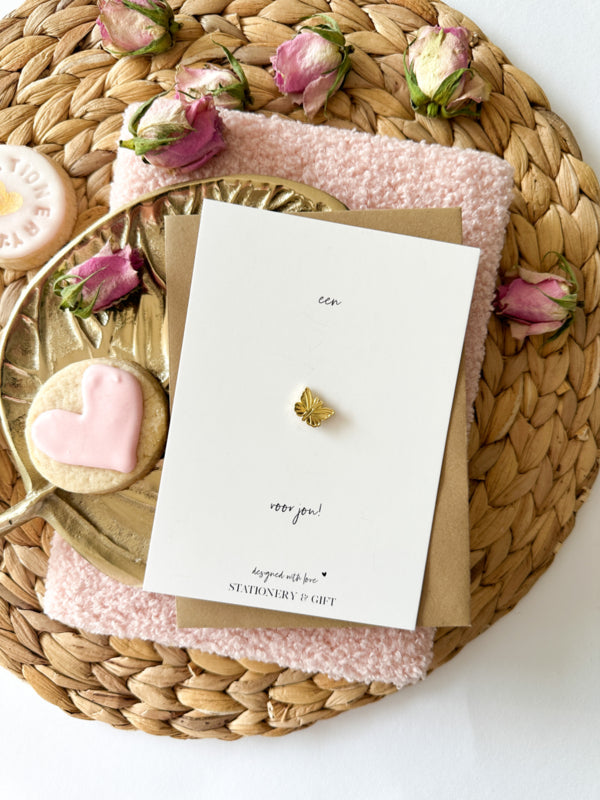 PIN | Een vlindertje voor jou | met een mini gouden pin ( incl envelop ) per 6 stuks