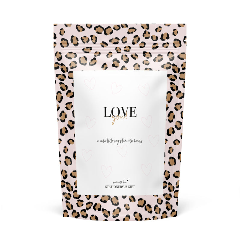 Candy Bag | Love you! | Pink Leopard per 3 pieces