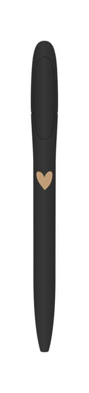 Pen | Black &amp;amp; a Golden Heart per 6 pieces