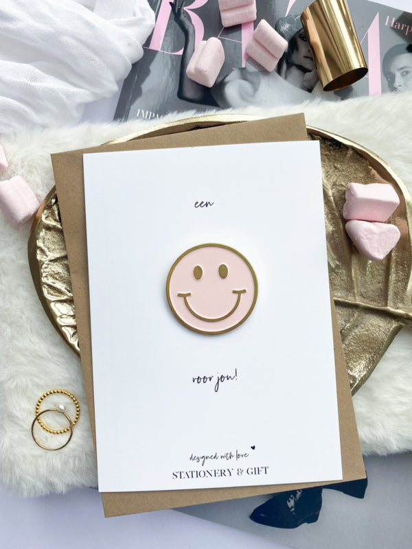 PIN | Een Happy face voor jou! | Roze ( met envelop! ) per 6 stuks