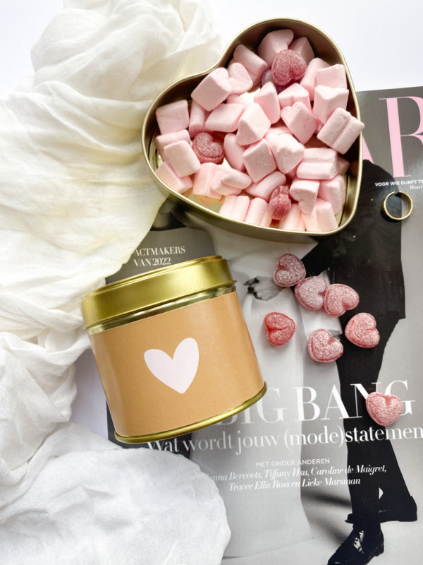 Canned scented candle | Heart | Brown &amp;amp; Pink per 6 pieces