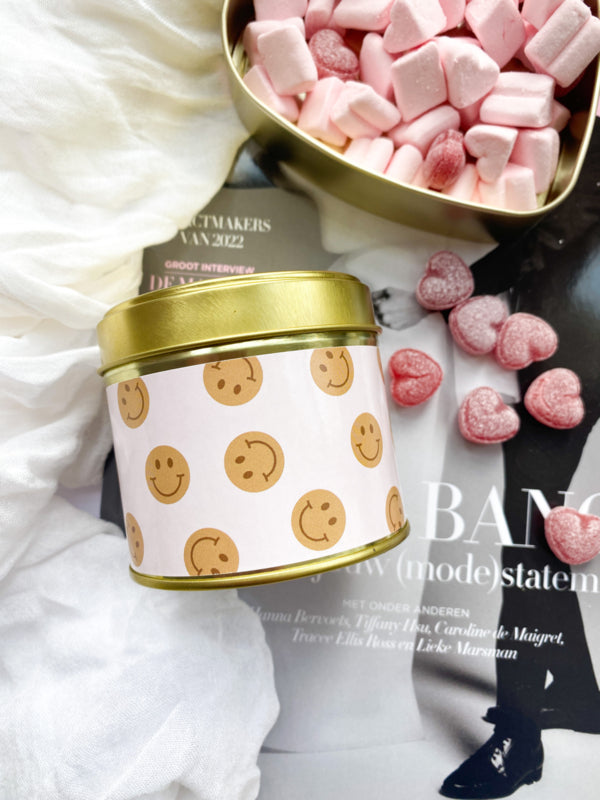 Canned scented candle | Happy Smile | Brown &amp;amp; Pink per 6 pieces
