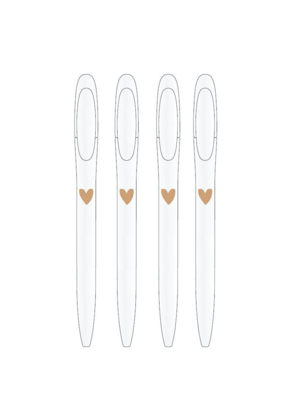 Pen | Golden Hearts SET WHITE of 4 pens per 3 pieces