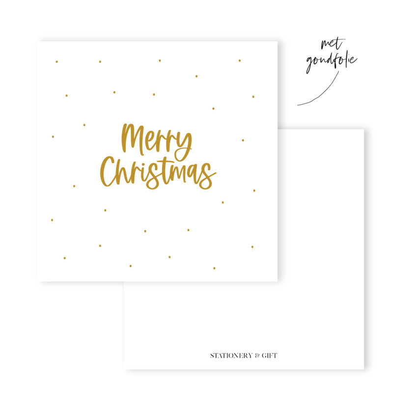 Merry Christmas met goudfolie | Vierkante kaart ( 15 x 15 cm ) met Envelop per 6 stuks